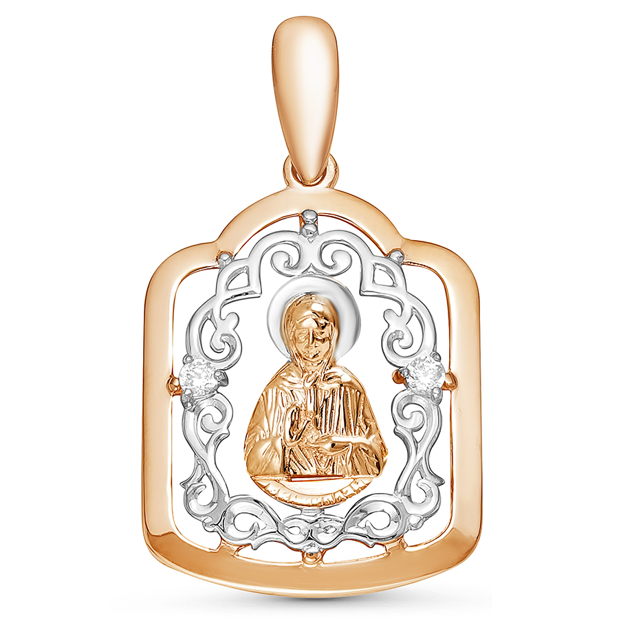 Подвеска "Св.Матрона", золото, фианит, 032126